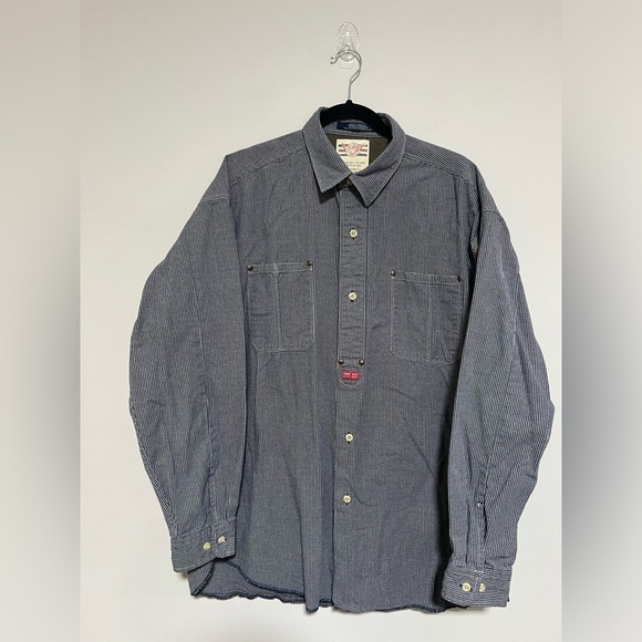 Vintage 90s Y2K Tommy Hilfiger Blue Houndstooth Button Down Shirt Large Heritage - Picture 1 of 8